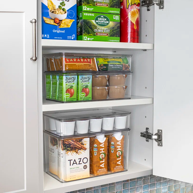 Sorbus Variety Clear Storage Bins For Pantry & Fridge With Hinged Lids, 3 Piece