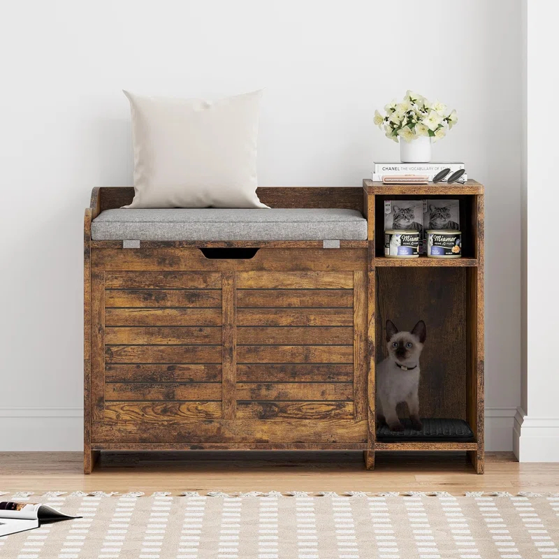 Cat Litter Box Enclosure Furniture, Cat Washroom Hidden Furniture