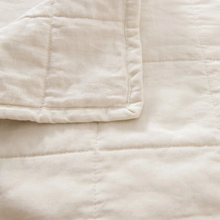 MeadowPark  Box Stitch Stone Washed Linen Blend Quilt & Pillow Shams Set & Reviews | Wayfair