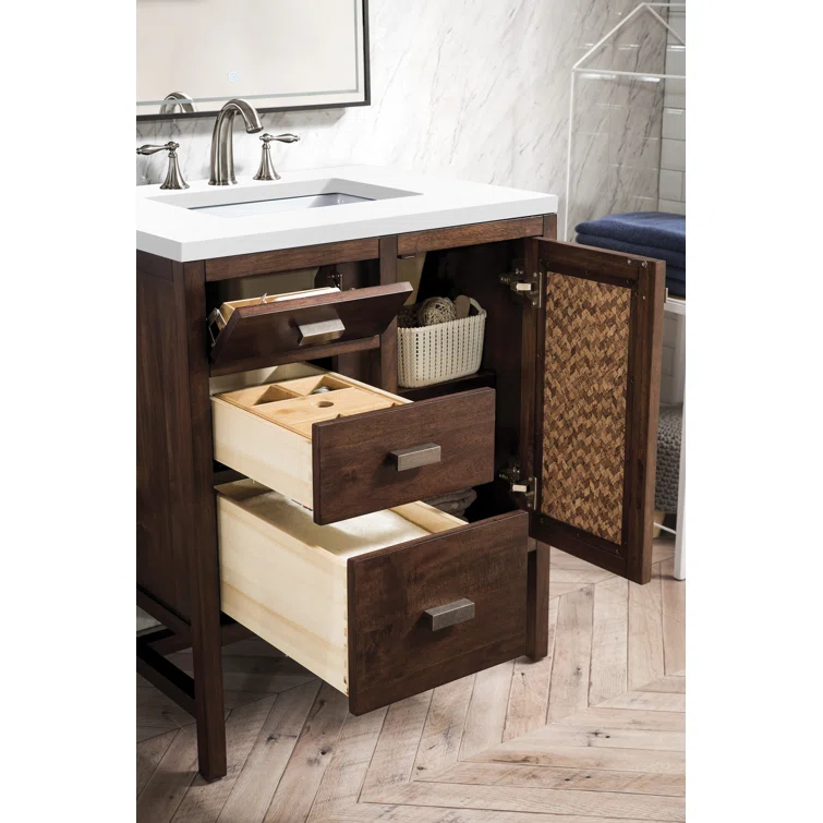 James Martin Vanities Addison 30'' Single Bathroom Vanity with Engineered Quartz Top