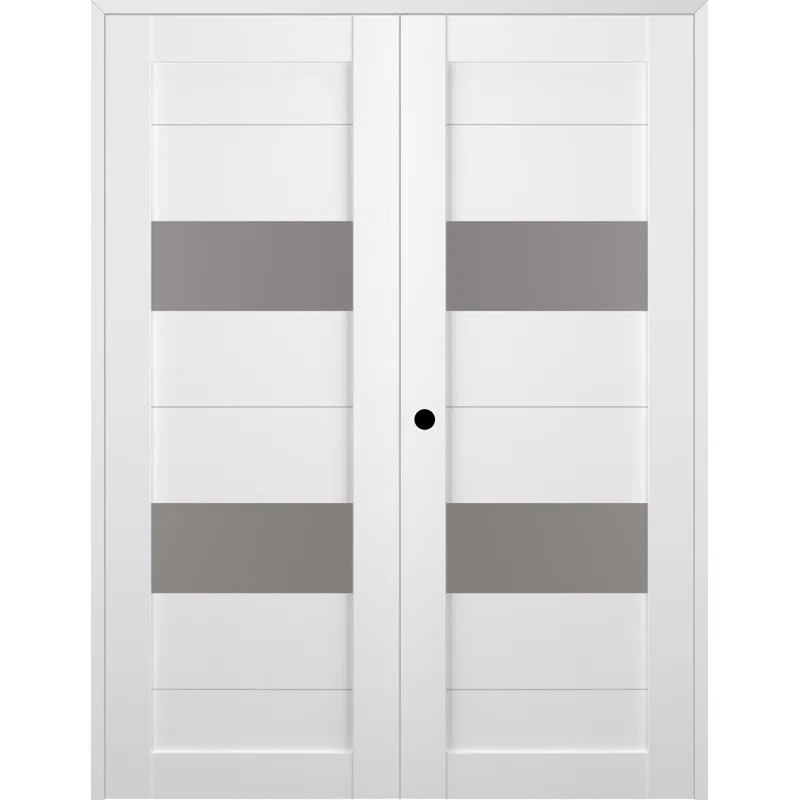 Belldinni Berta Solid Manufactured Wood and Glass Paneled Prefinished Standard Double Door