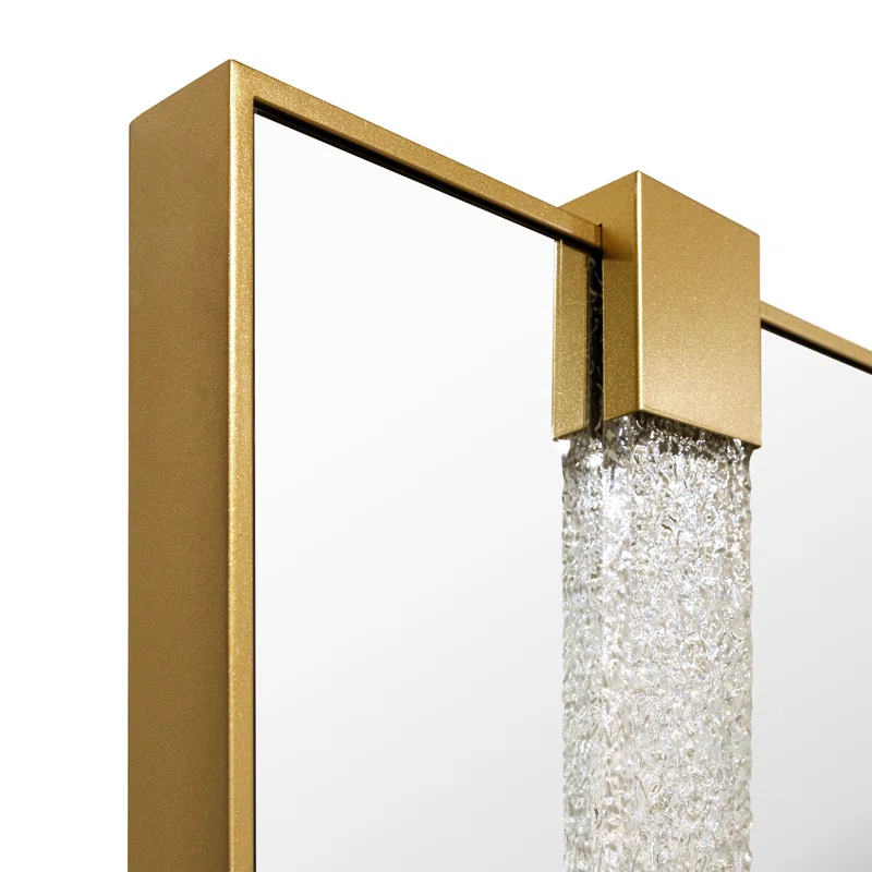 Empire Art Direct "Gleaming Horizon Wall Mirror" 40"x80" with Textured Acrylic Embellished, on Gold Iron Frame