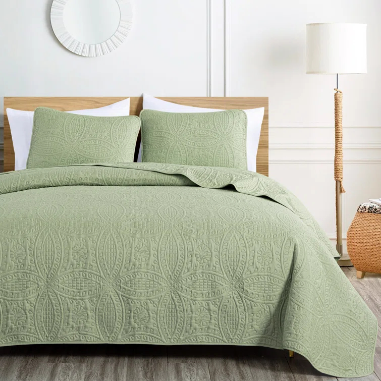 Chezmoi Collection Austin Microfiber Reversible 3-Piece Coverlet / Bedspread Set