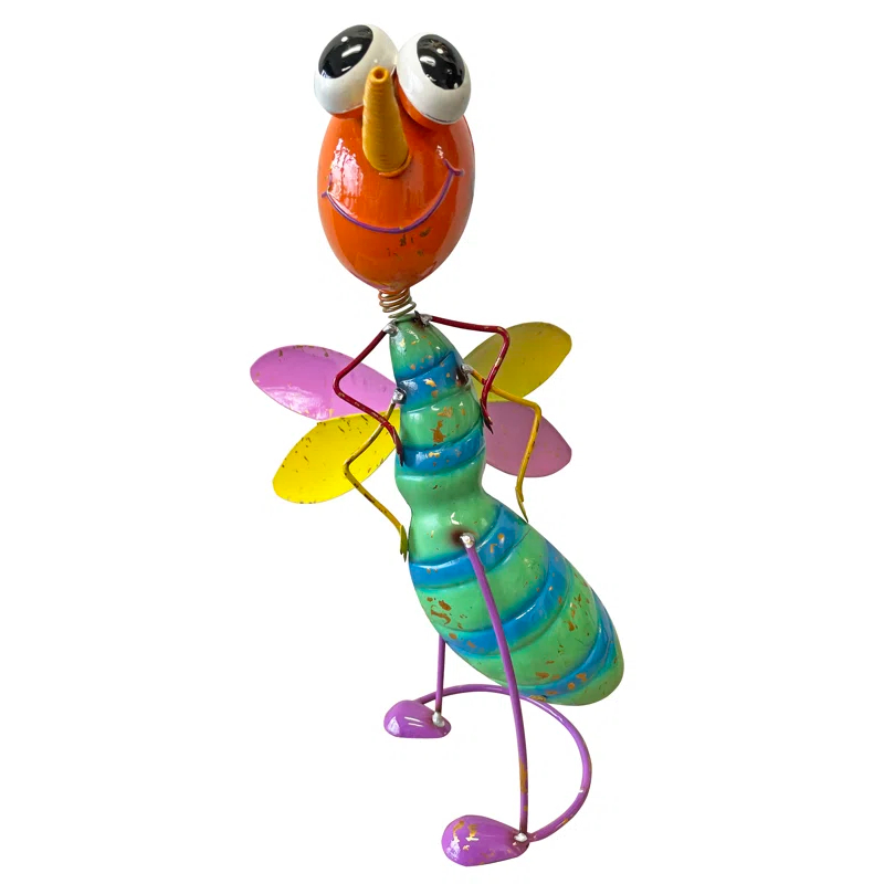 Enameled Metal Bug Garden Statue