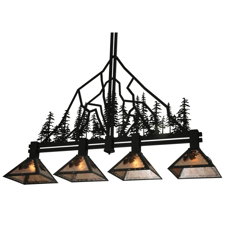 Meyda Lighting Rustic Lodge 4 - Light Black Kitchen Island Pendant