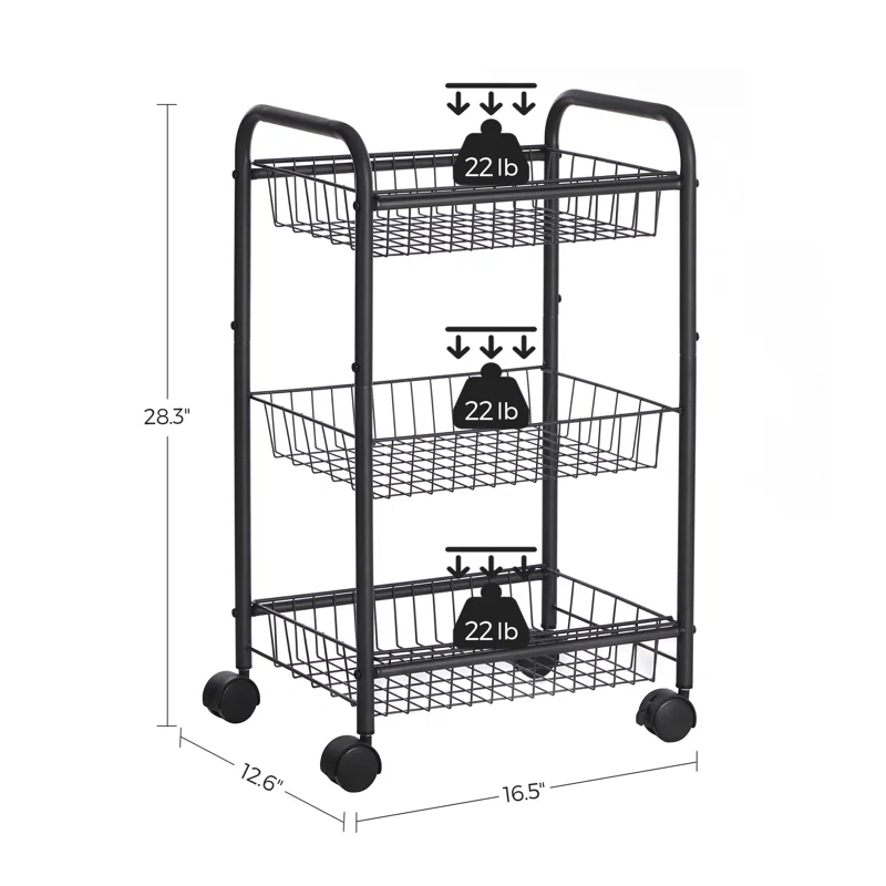 28.3'' H x 16.5'' W Utility Cart with Wheels
