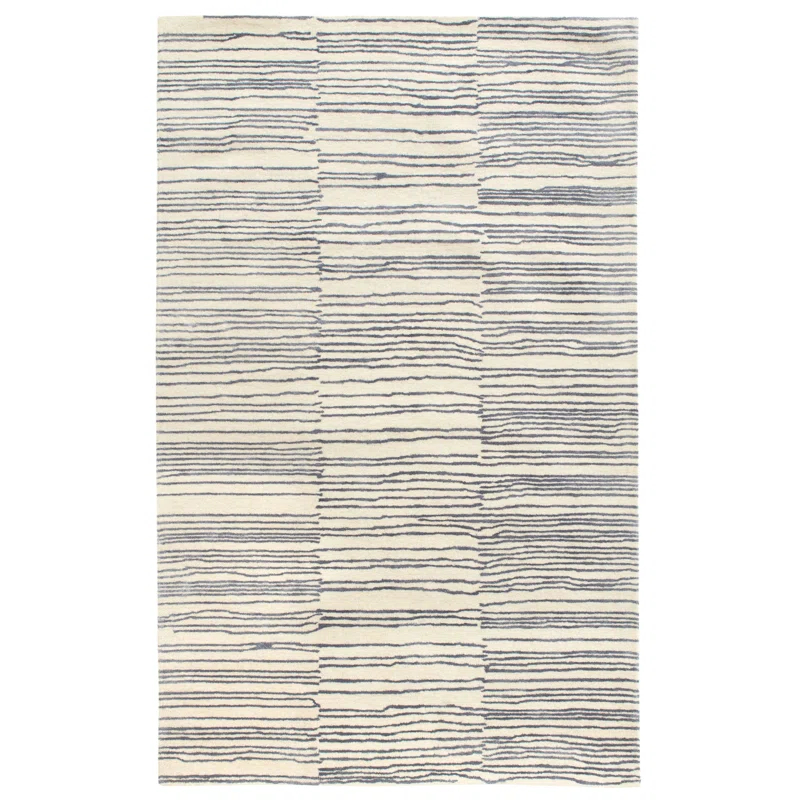 Dash and Albert Rugs Striae Pewter Blue Hand Tufted Wool Rug