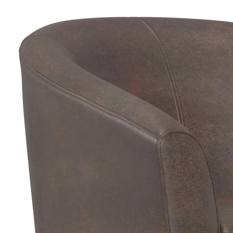 Simpli Home Austin 30"W Upholstered Vegan Faux Leather Contemporary Tub Accent Chair with High Arms and Deep Seat