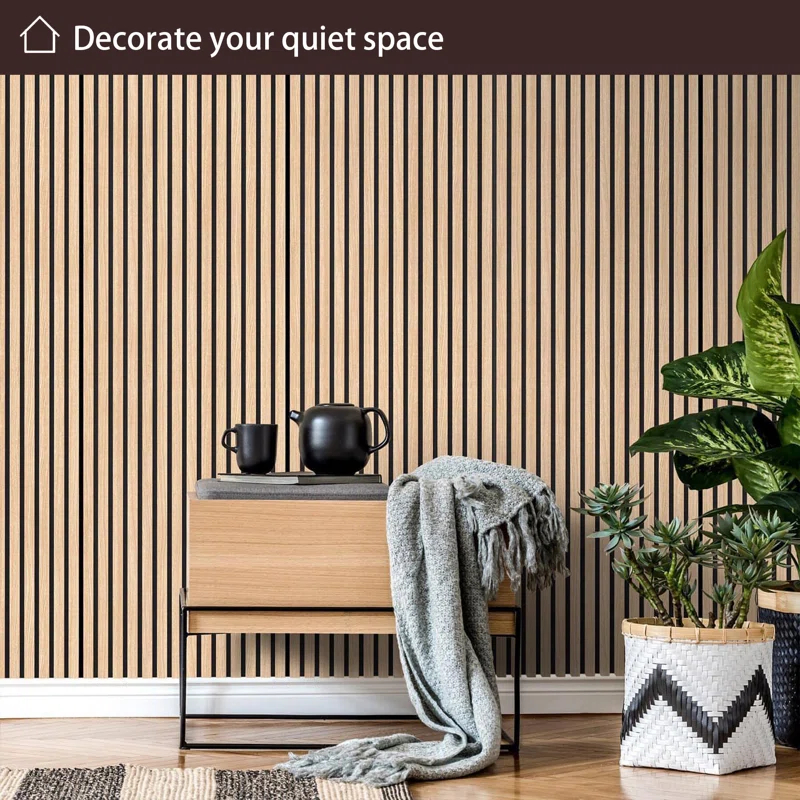 Wood Slat Wall Panel, 94.49 x 12.6 Inch Acoustic Wood Wall Panels for Wall and Ceilings, 3D Wall Panels for Interior Wall Decor, 2 Pack, White