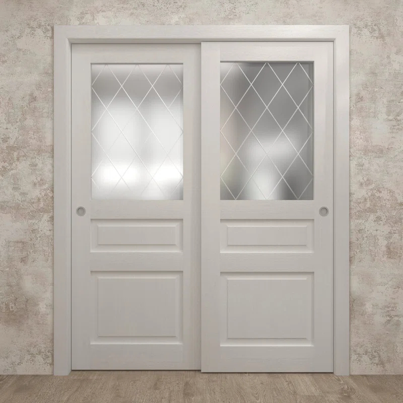 SARTODOORS Sliding Closet Bypass Doors | Ego 5011 | Rails Hardware Set | Wood Solid Bedroom Wardrobe Doors