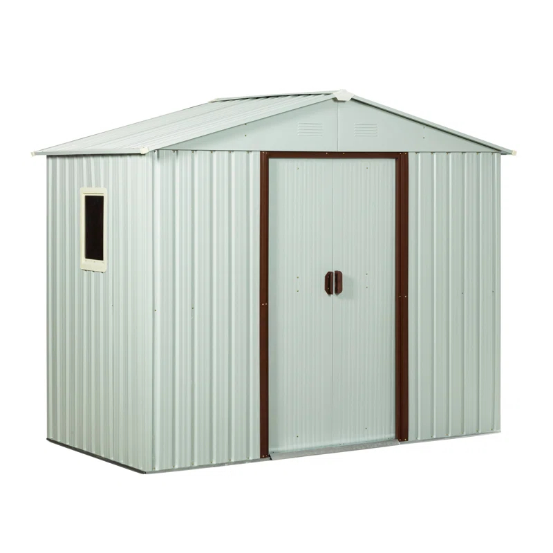 TYUNABRN 8Ft X 4Ft Outdoor Metal Storage Shed With Window And Metal Foundation