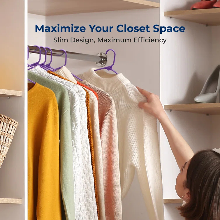 Rebrilliant Rebrilliant Plastic Hangers - Space Saving Heavy Duty Slim Suit Clothes Hanger Set With 360 Degree Swivel Metal Hook, Can Hold Up To 10 Lbs. For Coats, Jackets, Pants & Dress