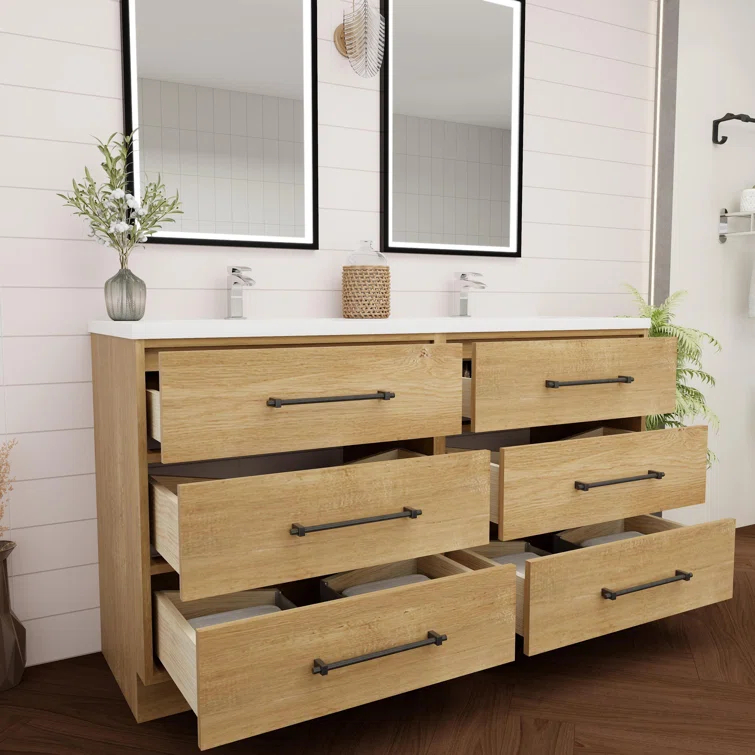 MEBO Victoria 58.9'' Double Bathroom Vanity with Acrylic Top | Wayfair