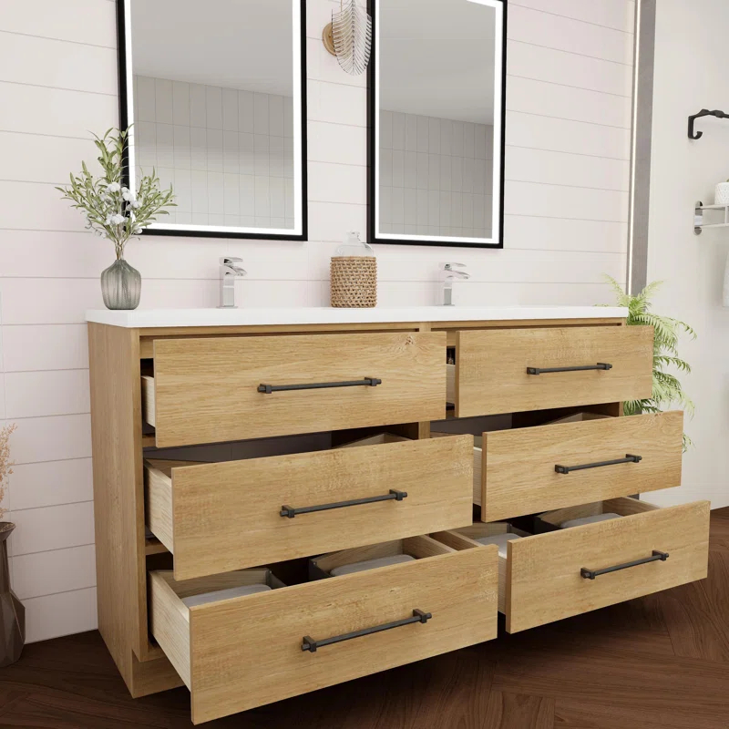 MEBO Victoria 58.9'' Double Bathroom Vanity with Acrylic Top