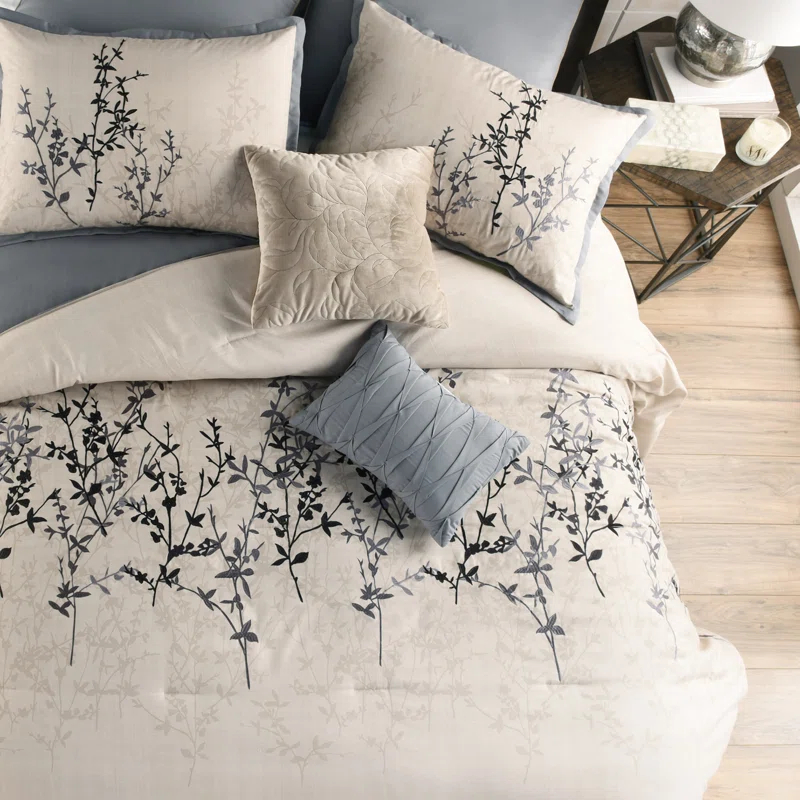 Riverbrook Home Hayden Beige/Blue Polyester 8 Piece Comforter Set