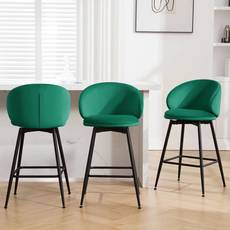 Swivel Upholstered Counter Height Bar Stools (Set of 2)