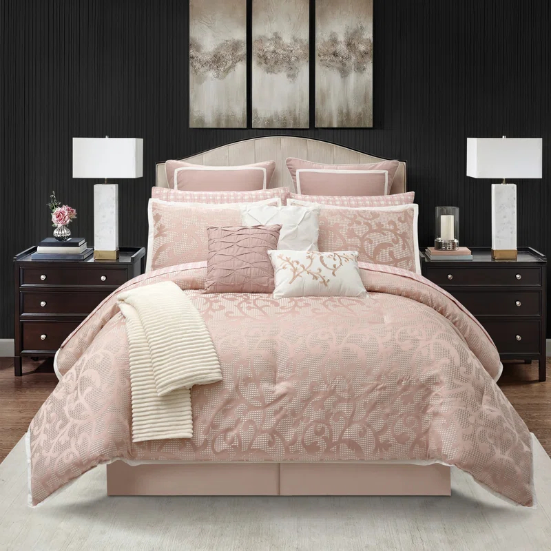 Nanshing America, Inc Janella 14 Piece Luxury Glam Comforter Set