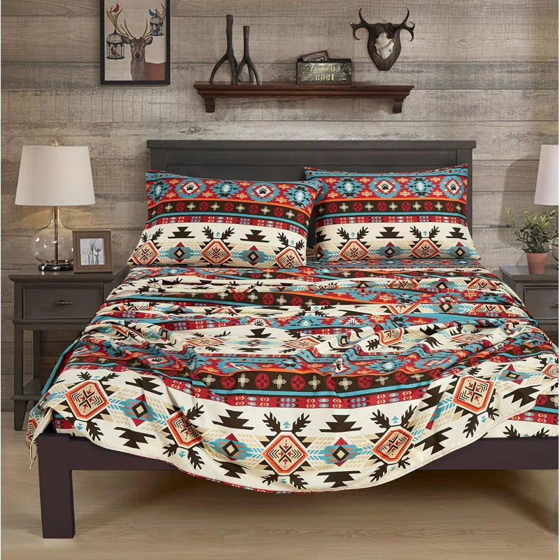 Chezmoi Collection Southwestern Geometric Printed Microfiber Bed Sheet Set