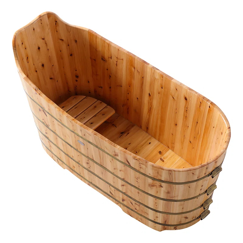 59'' x 25.6'' Freestanding Soaking Solid Surface Bathtub