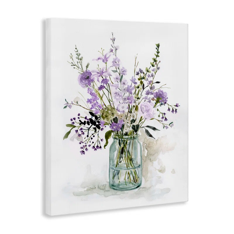 Stupell Industries Mixed Purple Botanicals Traditional Flower Arrangement Painting by Carol Robinson - Graphic Art on Canvas