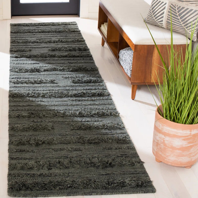 Hartzler Handmade Flatweave Charcoal/Ivory Area Rug