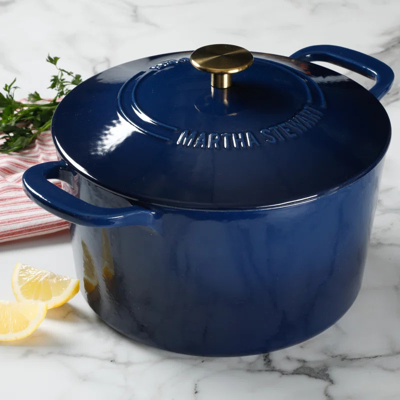 Martha Stewart Gatwick 7 qt. Cast Iron Round Dutch Oven with Lid