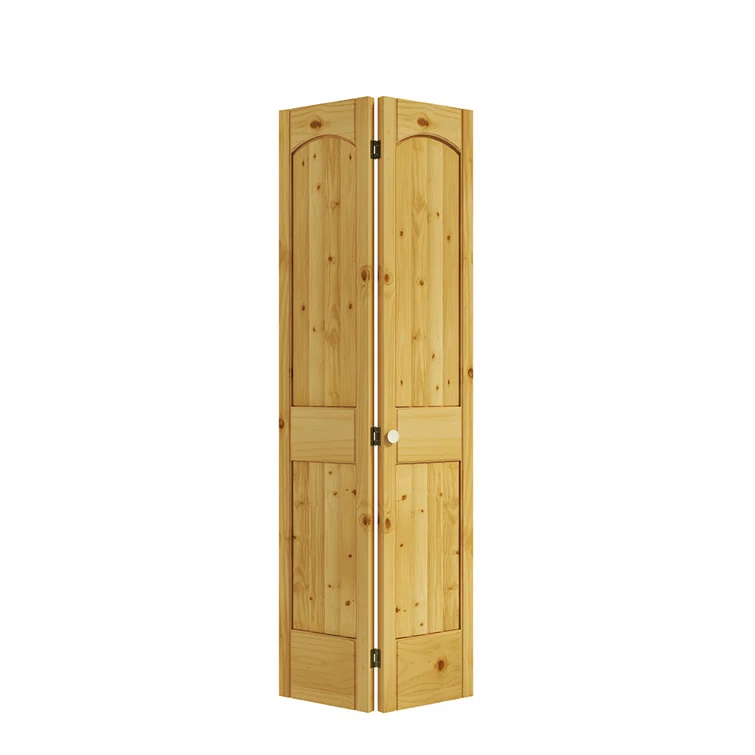 EightDoors 80-in Natural 2-panel arch top Smooth Solid core Unfinished Pine Wood Closet Bifold Door ( Hardware Included )