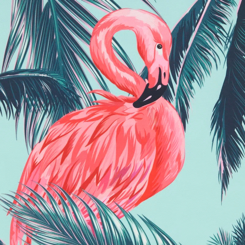 Saro Tropical Flamingo and Palm Tree Outdoor Pillow with Poly Fill