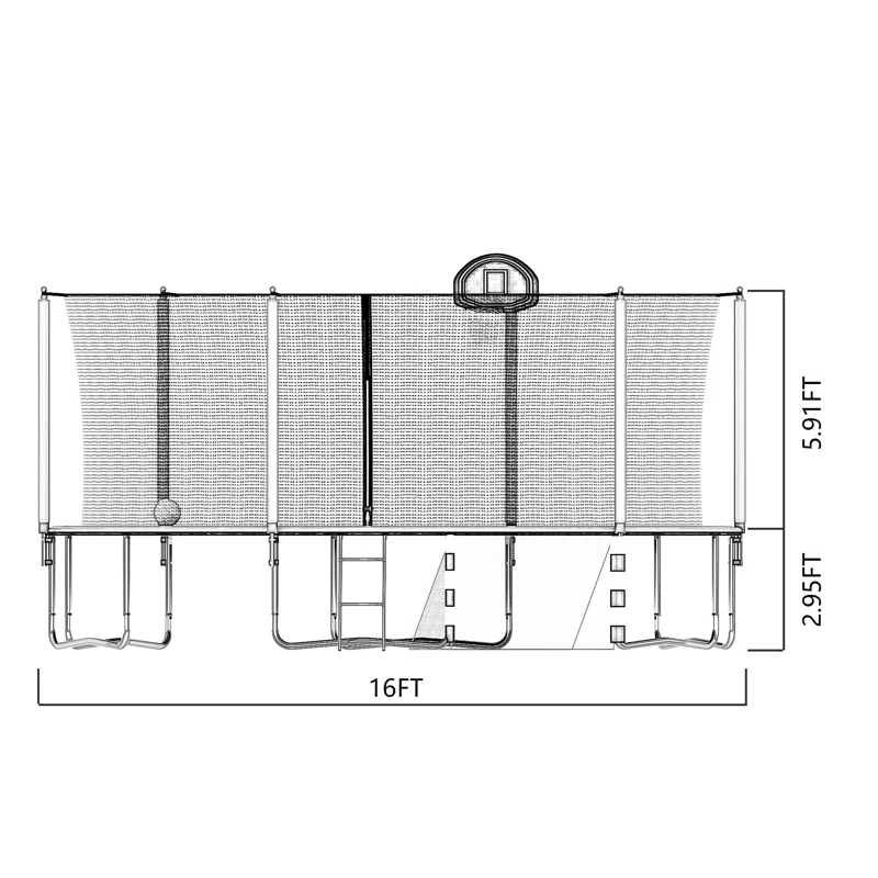 LAFUYSO 16ft Trampoline With Basketball Hoop, Pump, Ladder, Inner Safety Enclosure, And Soccer Goal