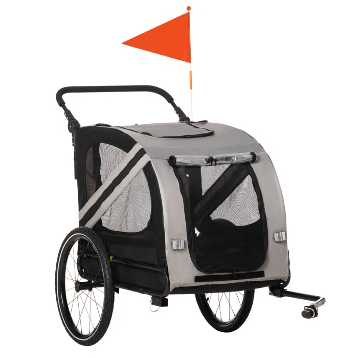 Aosom Foldable Pet Jogger Stroller with Detachable Carrier