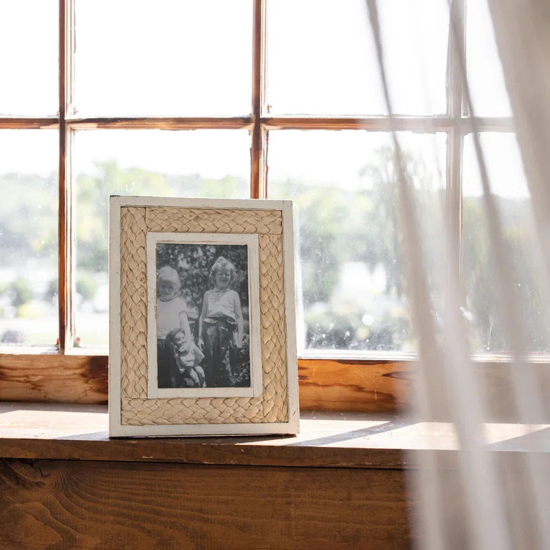 Foreside Home & Garden 4" by 6" Braided Reed Picture Frame