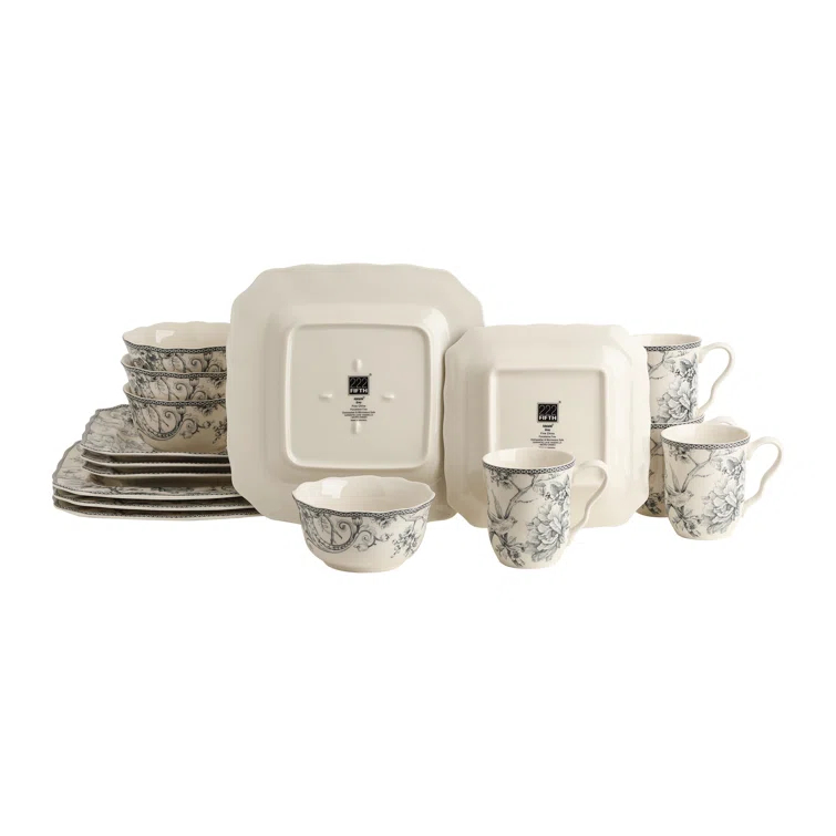 222 Fifth 222 Fifth Adelaide 16-Piece Porcelain Floral Dinnerware Set - Service For 4