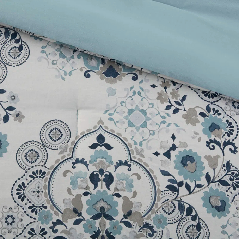 Madison Park Brielle 3 Piece Floral Printed Cotton Comforter Set
