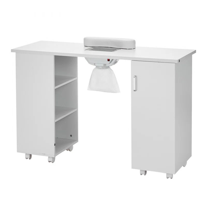 Hokku Designs Manicure Table, Nail Table Station with Electric Dust Collector, Moveable Nail Tech Desk