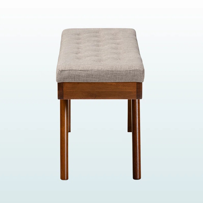 Corrigan Studio® Ismail Mid-Century Modern Upholstered Wood Dining Bench in Light Grey Fabric