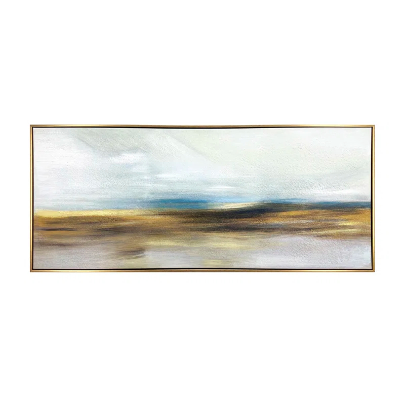 Wrought Studio™ "The Horizon" Hand Painted Floating Framed Canvas Wall Art Print, 19x45 Inches
