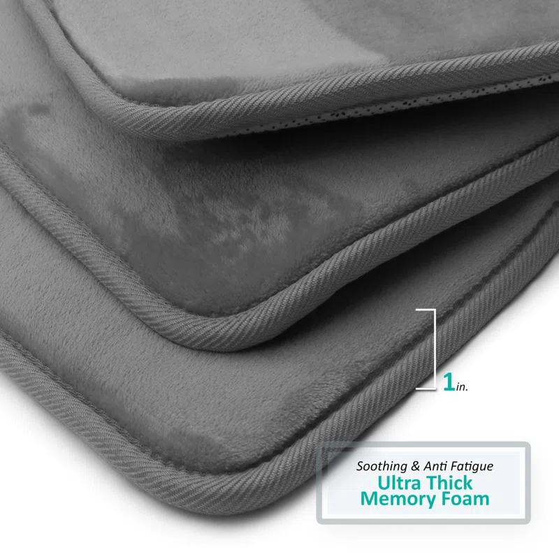 Clara Clark Ultra Soft and Absorbent Memory Foam Bath Rug Set with Non-Slip Backing