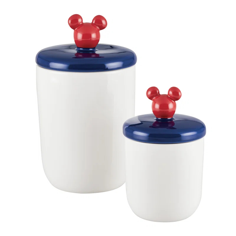 Disney Home Disney Home Bon Voyage Ceramic Food Storage / Cookie Jar Set, 2 Pieces, Mixed Colors