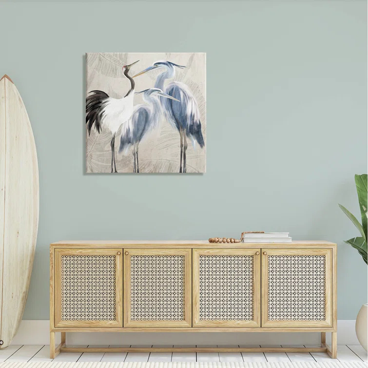 Stupell Industries " Leaf Patterned Crane Heron Birds " by Kim Allen Painting Print