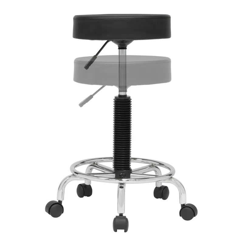 Inbox Zero Courville Adjustable Height Industrial Stool with Footring Wheels