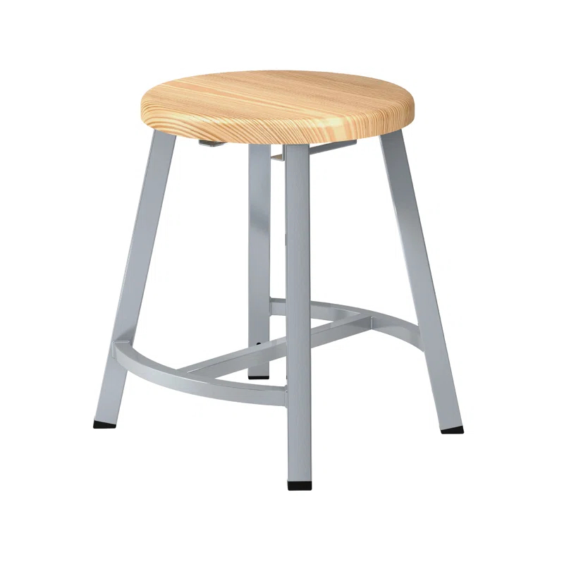 National Public Seating Fixed Height Industrial/Shop Stool, Butcher Block Seat