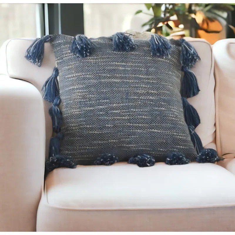 Mina Victory 18" Polyester Blend Throw Pillow With Tassels
