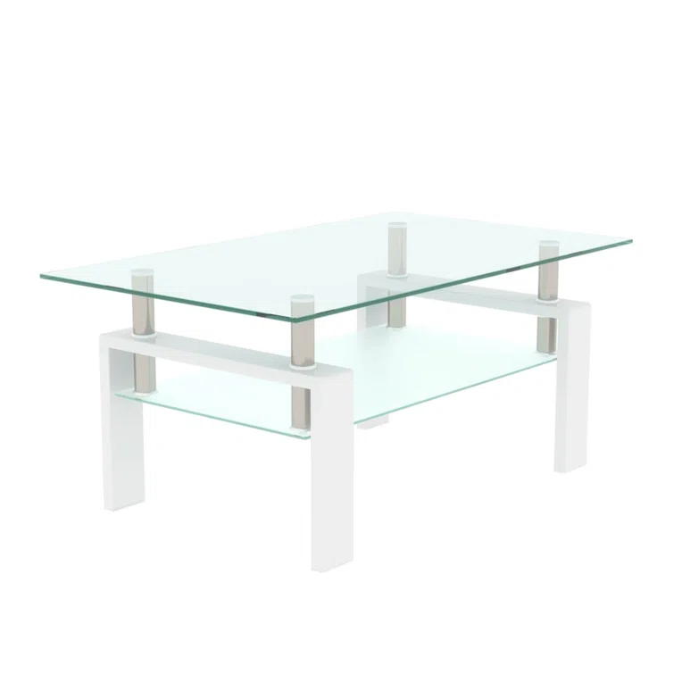 Lipoton Glass Coffee Table Glass Top Coffee Table Glass Living Room Table Rectangle Glass Coffee Table