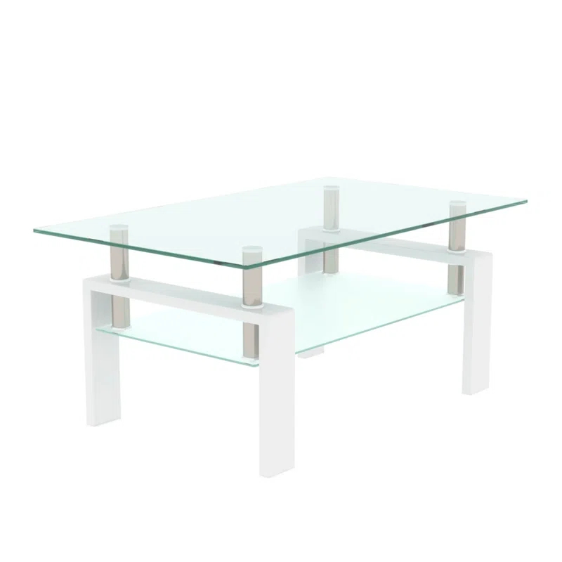 Lipoton Glass Coffee Table Glass Top Coffee Table Glass Living Room Table Rectangle Glass Coffee Table