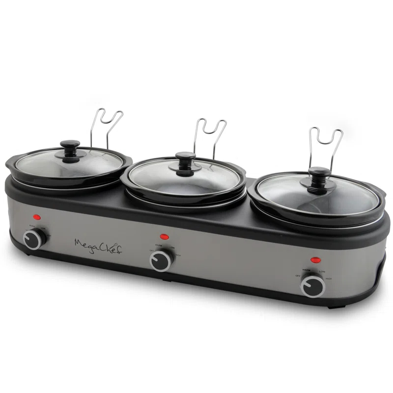 Mega Chef Mega Chef 2.5 Qt. Triple Slow Cooker and Buffet Server
