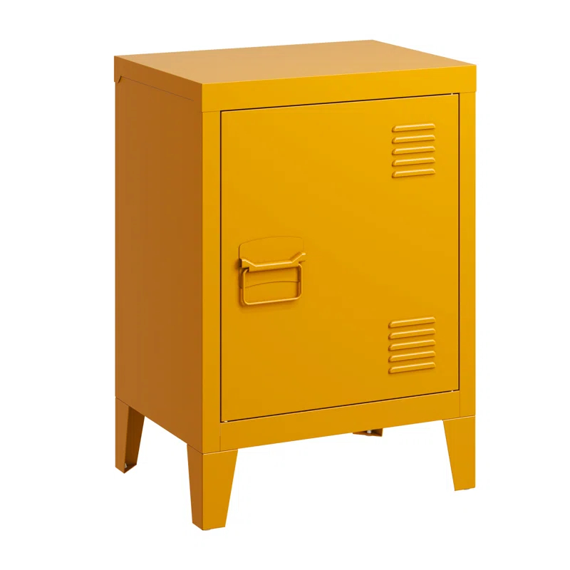 Modern Nightstand - Durable Metal Bedside Storage Cabinet