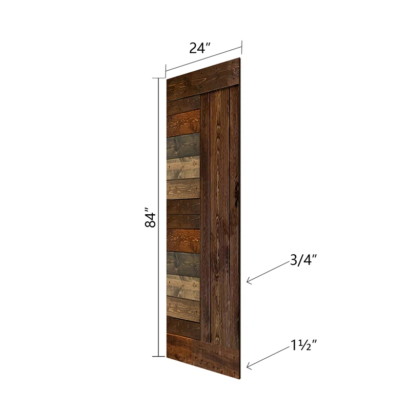IsLife L Series Paneled Solid Wood Sliding Barn Door with Installation Hardware Kit -Assembly Needed