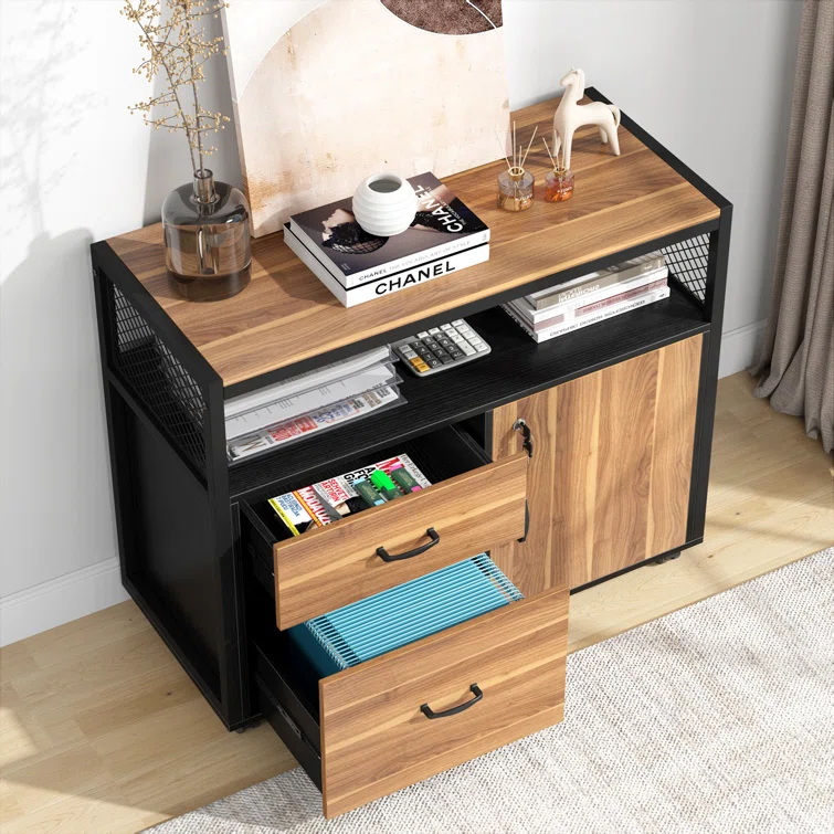 XDYZ 15.74"W X 29.92"H Mobile 2 Drawer File Cabinet With Doors