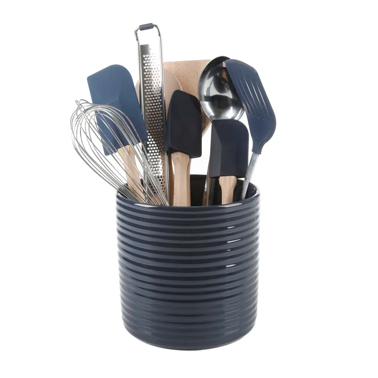 Martha Stewart Martha Stewart 10 Piece Tools and Gadget Set W/ Ceramic Crock - Navy Blue