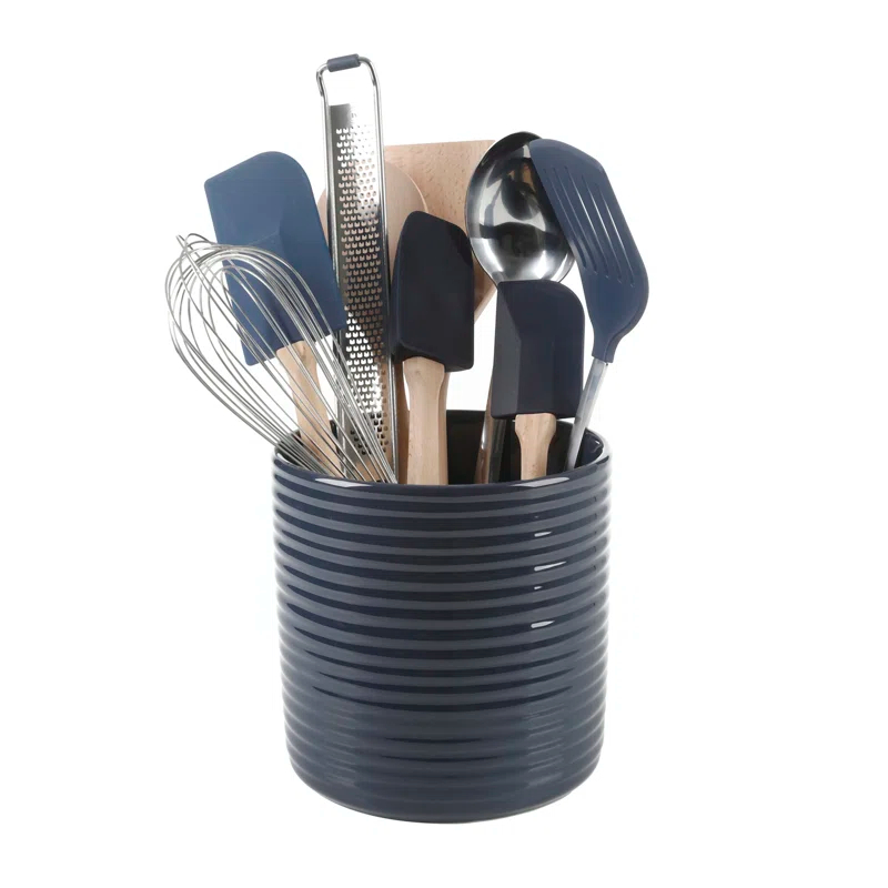 Martha Stewart Martha Stewart 10 Piece Tools and Gadget Set W/ Ceramic Crock - Navy Blue